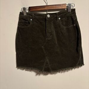 Love Tree Skirt Corduroy Green Short Raw Hem- Size Small
